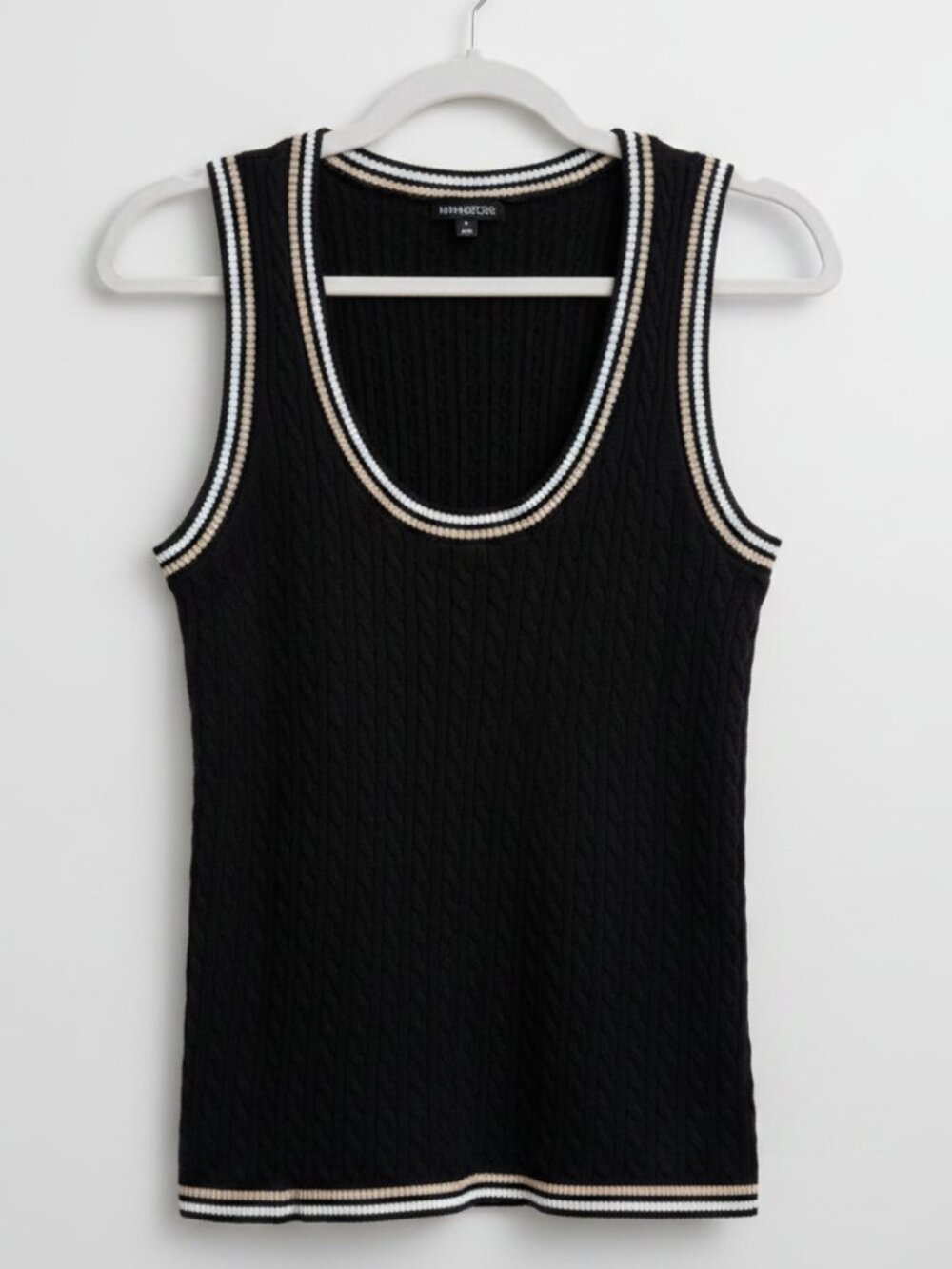 Minnie Rose Varsity Cable Knit Tank Size Medium